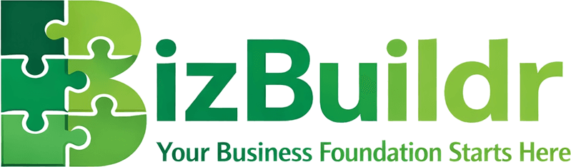 BizBuildr logo: puzzle-piece B with wordmark and tagline Your Business Foundation Starts Here